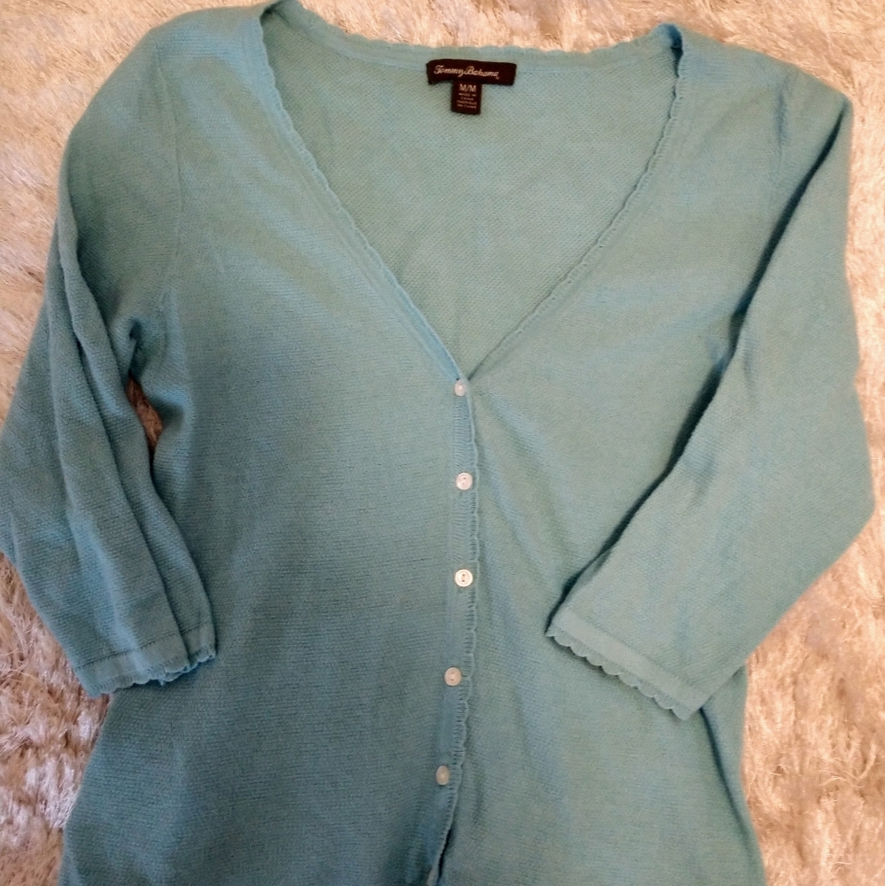 🛍️*4/$25 Sz M Aqua blue Tommy Bahama 3/4 top